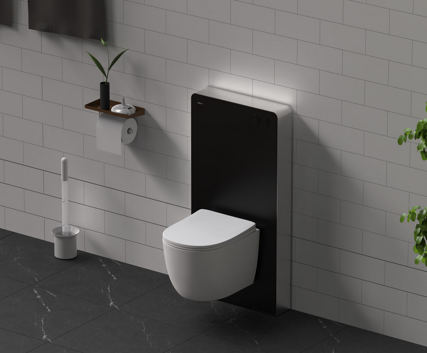 Инсталляционный модуль внешнего монтажа ABBER AC0107MB для подвесного унитаза, черный - Gidratop.ru изображение