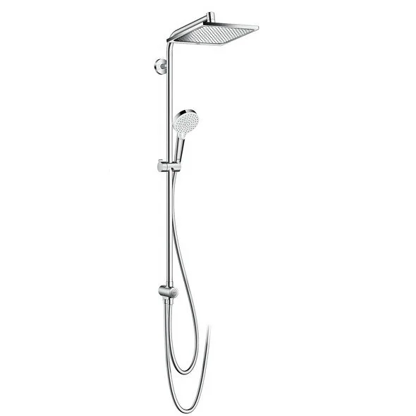 Душевой гарнитур Hansgrohe Crometta E 240 1jet Showerpipe Reno EcoSmart 9 л 27289000 с верхним душем, корпус хром, лицевая часть хром - Gidratop.ru изображение