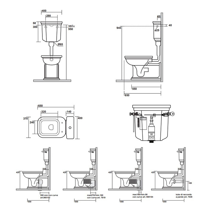 Бачок для унитаза, с боковым отверстием для ручки механизма, для монтажа с низкой трубой (без трубы и механизма слива), цвет белый - Gidratop.ru изображение