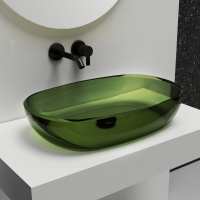 Раковина накладная прозрачная ABBER Kristall AT2805Emerald зеленая - Gidratop.ru изображение