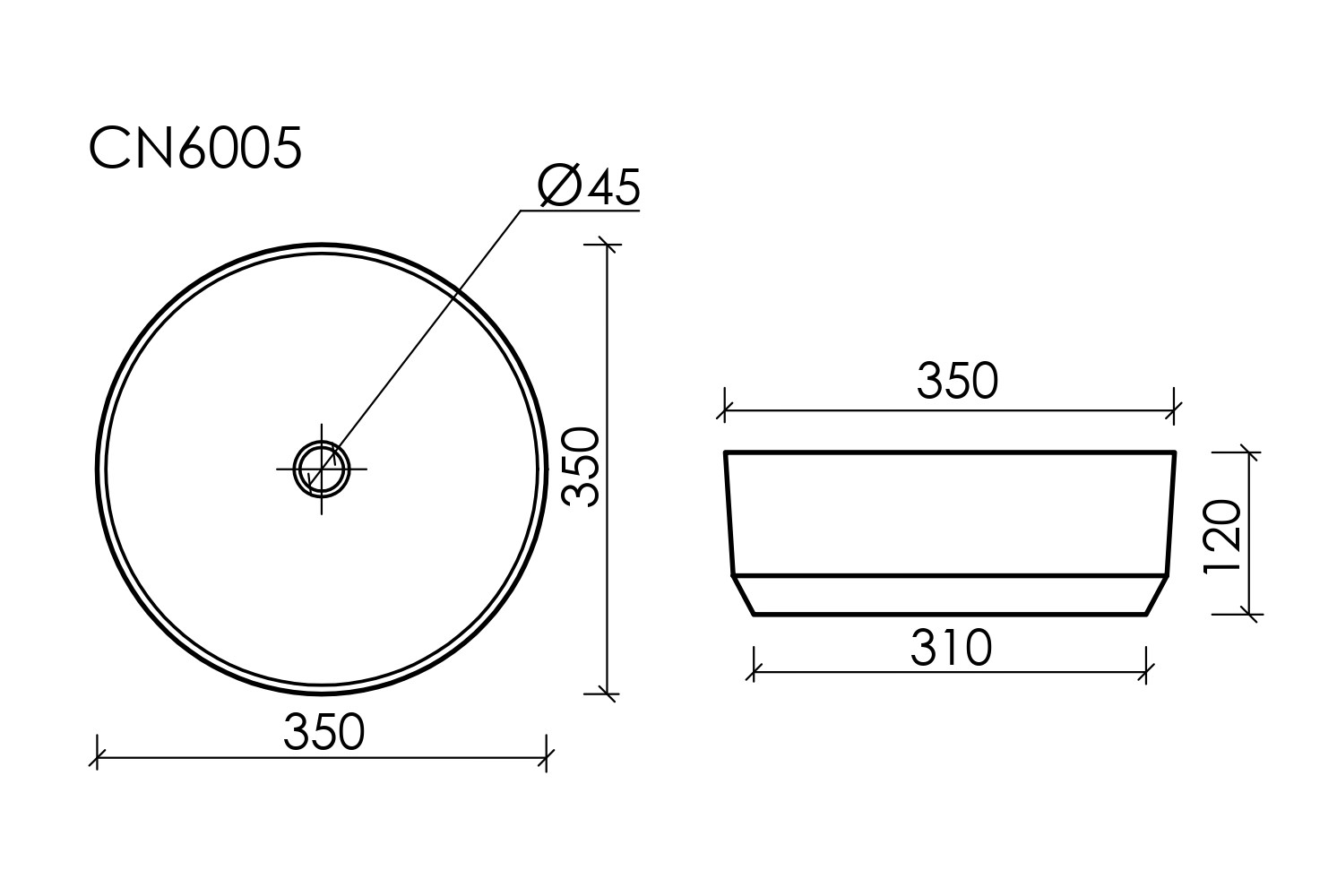 Умывальник чаша накладная круглая Element 355x355x125мм - Gidratop.ru изображение