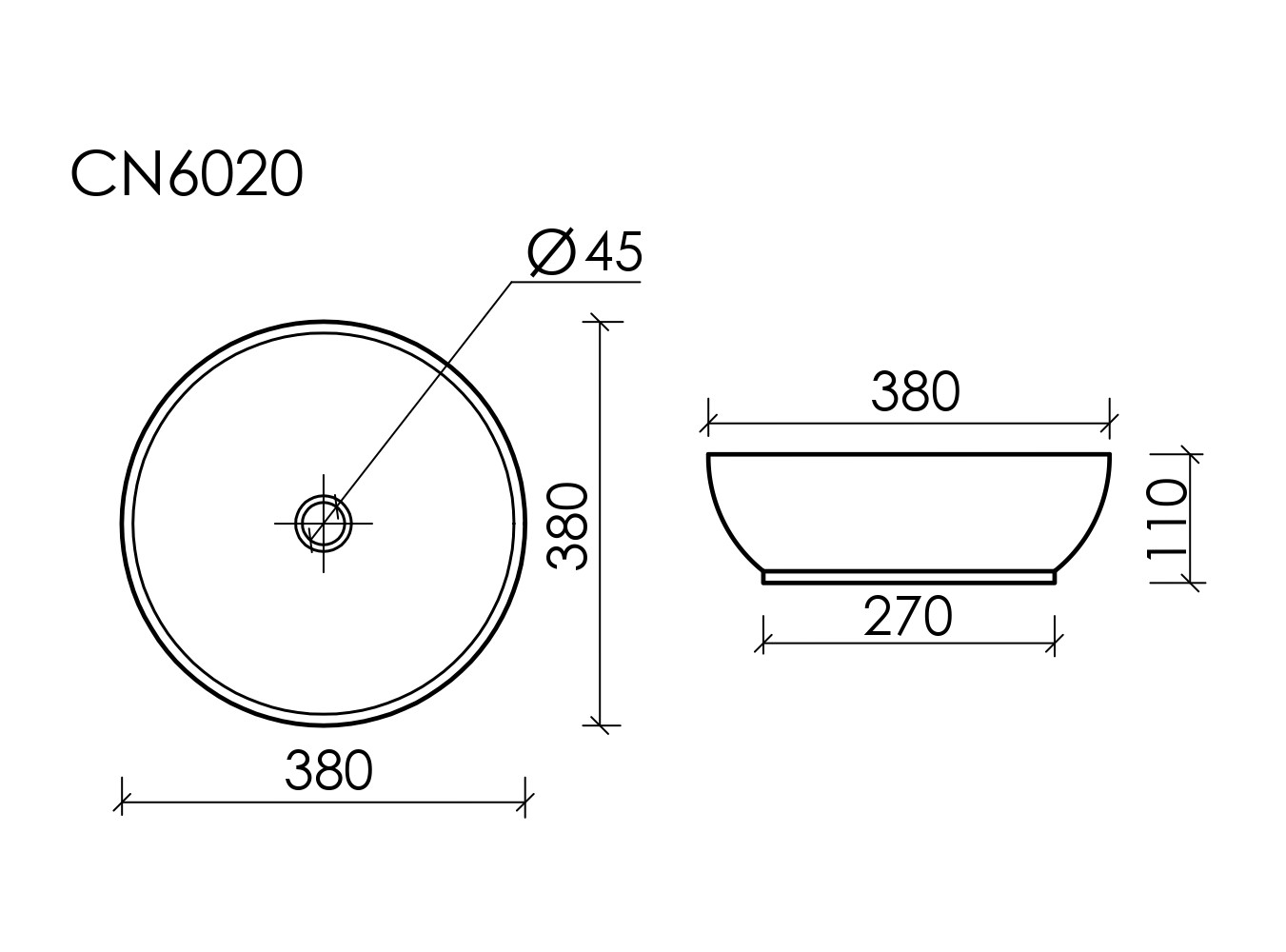 Умывальник чаша накладная круглая Element 370x370x110мм - Gidratop.ru изображение