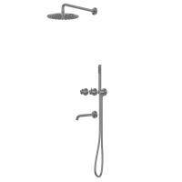 Душевая система ABBER Wasser Kreis 316 AF8150BGG скрытого монтажа с изливом, термостат, оружейная сталь брашированная - Gidratop.ru изображение