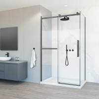 Душевой уголок Como Soft VSR-1CS1012CLGM, 1200*1000, вороненая сталь, стекло прозрачное - Gidratop.ru изображение