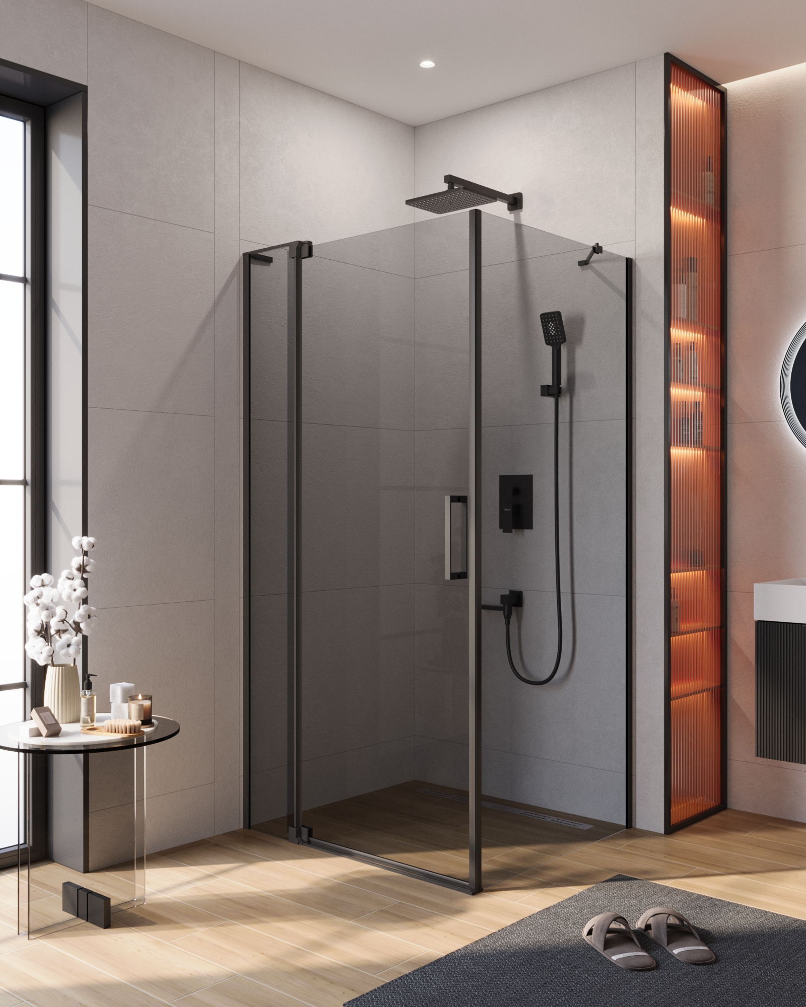 Душевой уголок CEZARES SLIDER-AH-1-90-100/110-GRIGIO-NERO - Gidratop.ru изображение