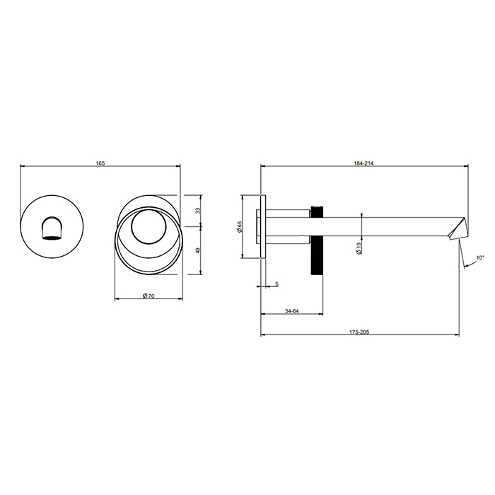 Gessi Anello смеситель настенный, с изливом 194-214 мм, цвет хром (внешняя часть) - Gidratop.ru изображение