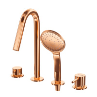 LEAF-BVDM4-L-SS смеситель на борт ванны врезной, на 4 отверстия, исполнение Sunset - Gidratop.ru изображение