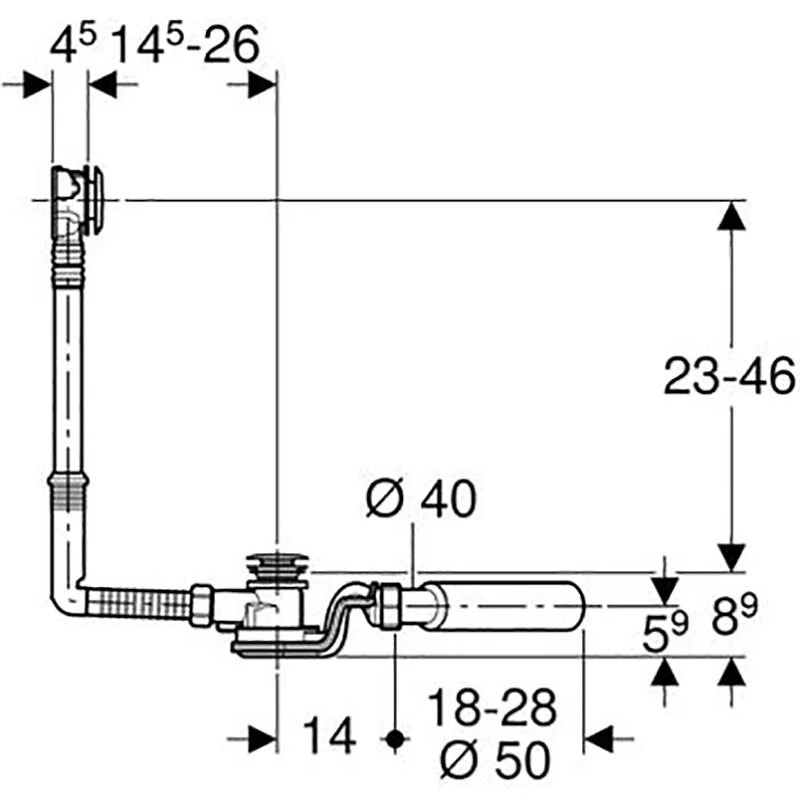 Слив-перелив Geberit Uniflex 150.758.21.1 (150.758.21.1) для ванны, стандартный, полуавтомат, хром глянцевый - Gidratop.ru изображение