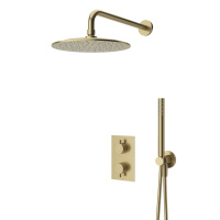 LEAF-DSIP-T-25-SR Душевая система термостатическая с дивиатором для верхнего и ручного душа, верхний душ из стены 25 см, исполнение Sunrise - Gidratop.ru изображение