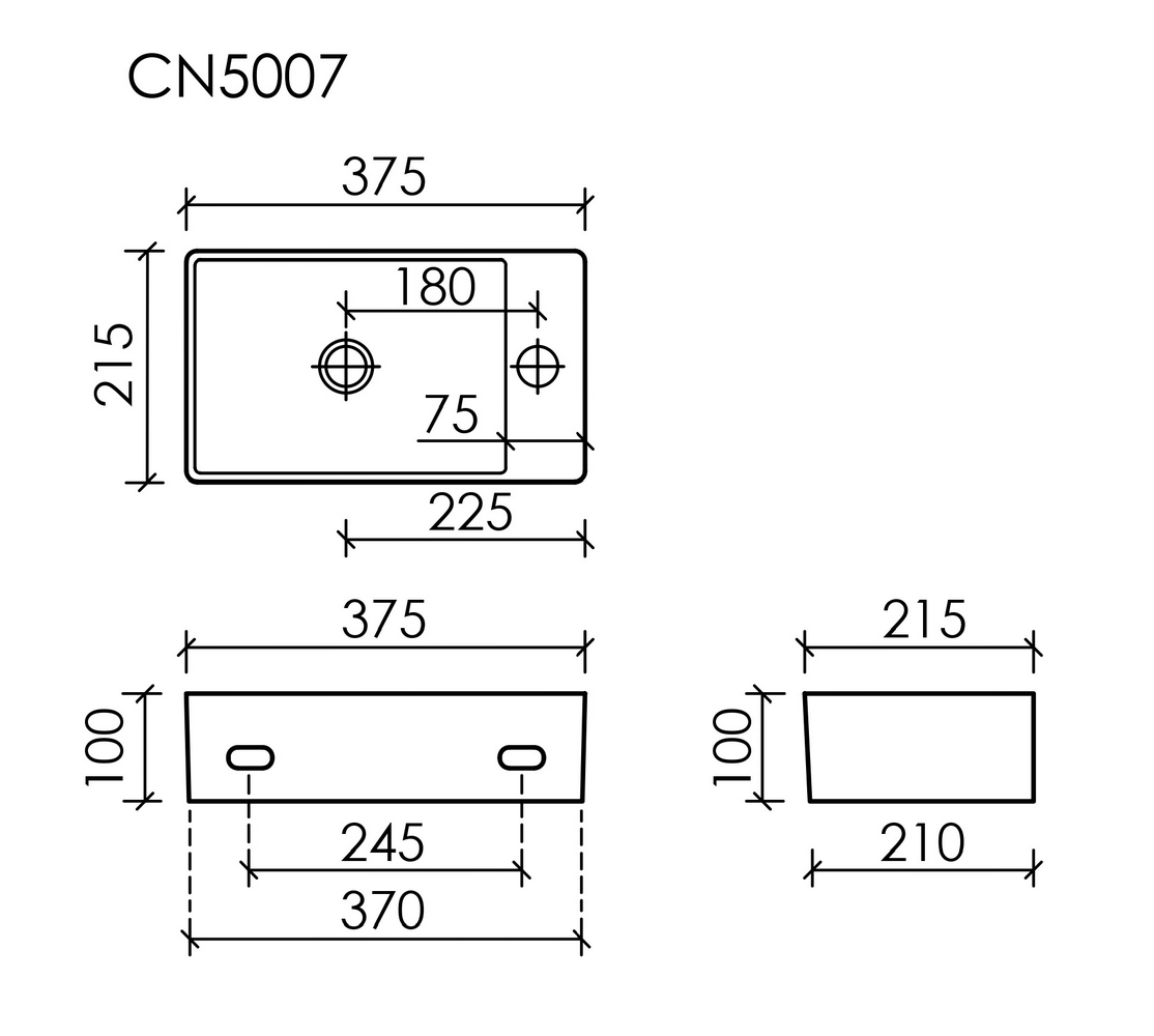 Умывальник подвесной прямоугольный (отверстие под смеситель R) Element 375x215x100мм - Gidratop.ru изображение
