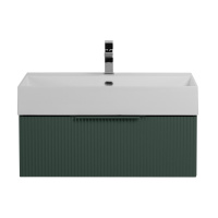 PREMIUM Тумба подвесная под раковину с выдвижным ящиком, 55420 Plisse Verde opaco, 70x44x25 - Gidratop.ru изображение