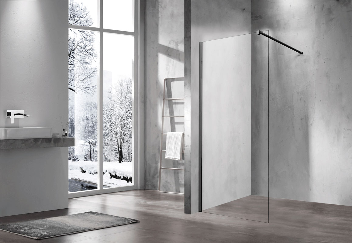 Душевая перегородка Walk-In VSW-1H110CLB,1100*2000, черный матовый, стекло прозрачное - Gidratop.ru изображение
