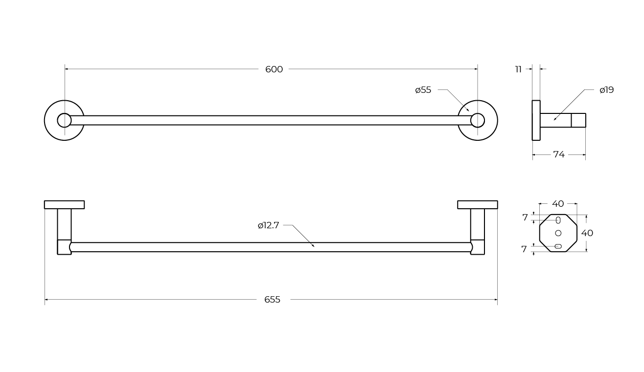 RELAX-TH-65-BORO Полотенцедержатель 65,5 см, исполнение брашированное золото - Gidratop.ru изображение