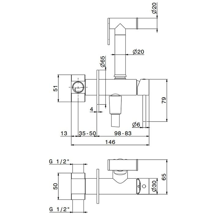 Newform Idroscopini Смеситель с гигиеническим душем, держатель, шланг 120 см, наружная часть (для 31093) цвет: хром - Gidratop.ru изображение
