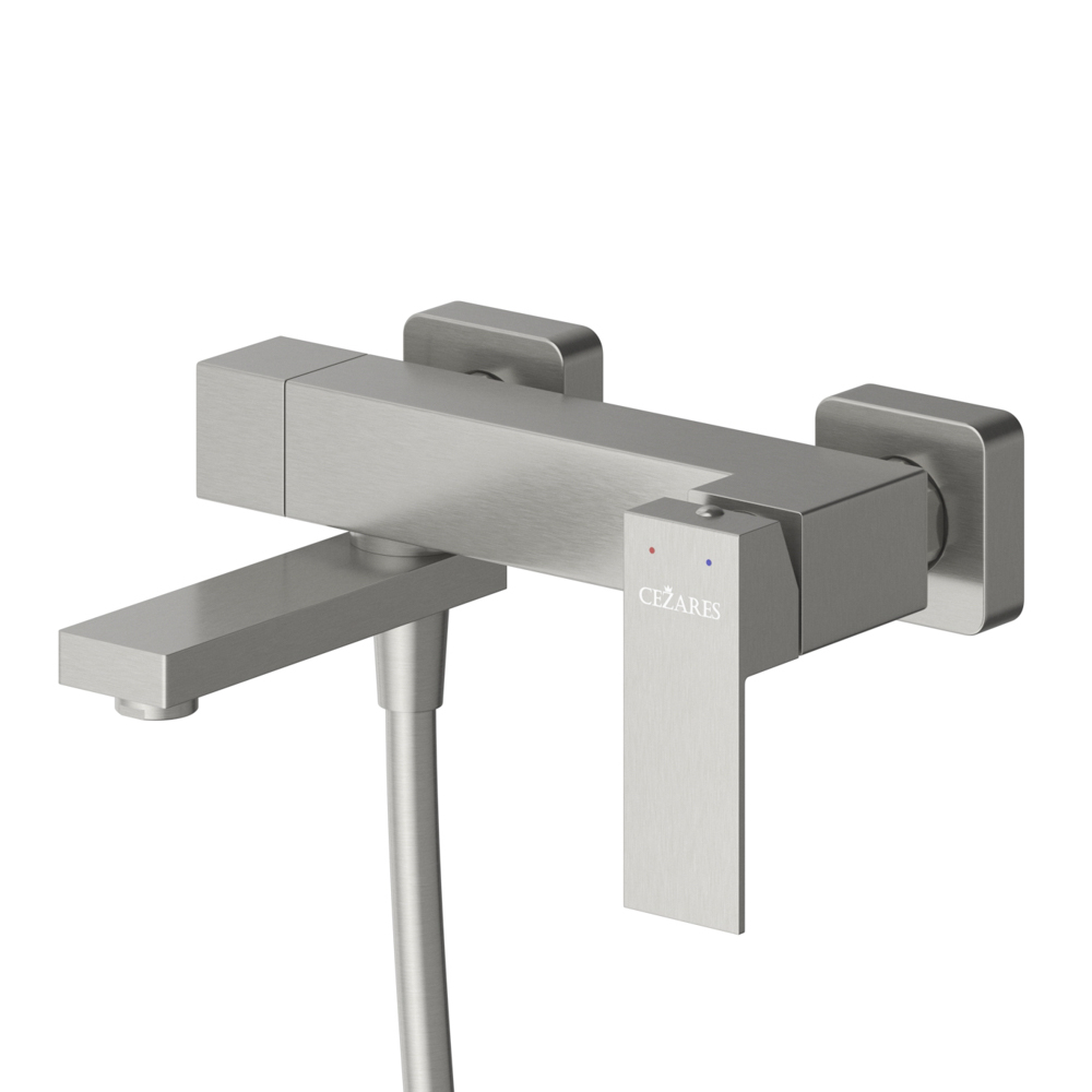 SLIDER-VD-IN Смеситель для ванны и душа однорычажный в комплекте с ручным душем, шлангом и держателем, сатин - Gidratop.ru изображение