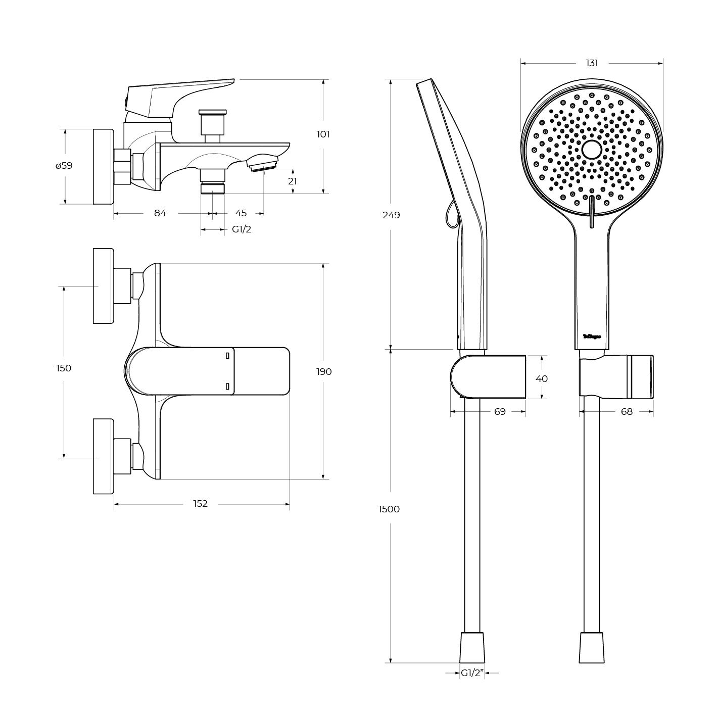 MARINO Смеситель для ванны и душа в комплекте с ручным душем, шлангом и держателем, хром MARINO-VASM-CRM - Gidratop.ru изображение