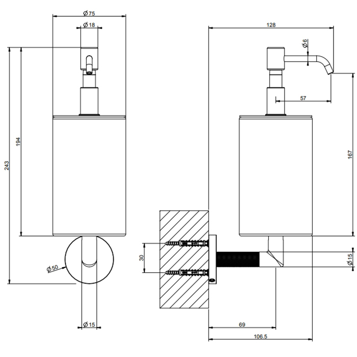 Gessi Anello дозатор для жидкого мыла настенный белый, цвет Finox Brushed Nickel - Gidratop.ru изображение
