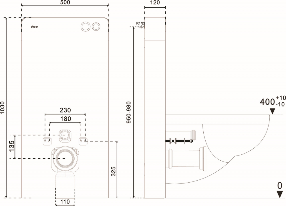 Инсталляционный модуль внешнего монтажа ABBER AC0107MB для подвесного унитаза, черный - Gidratop.ru изображение