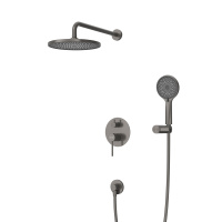 RELAX-DSET-GM Душевой комплект встраиваемый (смеситель встраиваемый, верхний душ, ручной душ со шлангом, штуцер с держателем), оружейная сталь