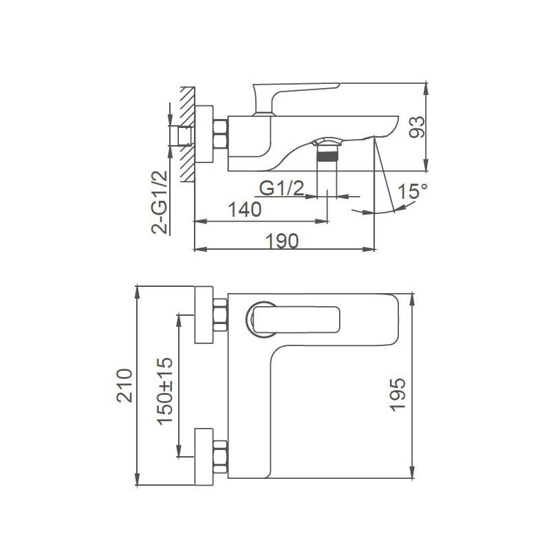 Смеситель для ванны WONZON & WOGHAND SHARK, Хром (WW-483101-CR) - Gidratop.ru изображение
