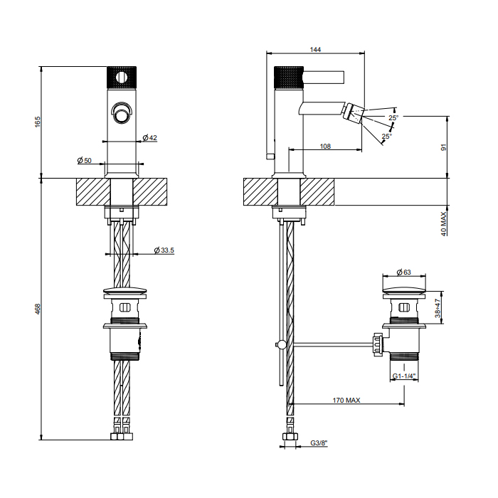 GESSI INCISO смеситель для биде на 1 отверстие с донным клапаном Цвет: хром - Gidratop.ru изображение