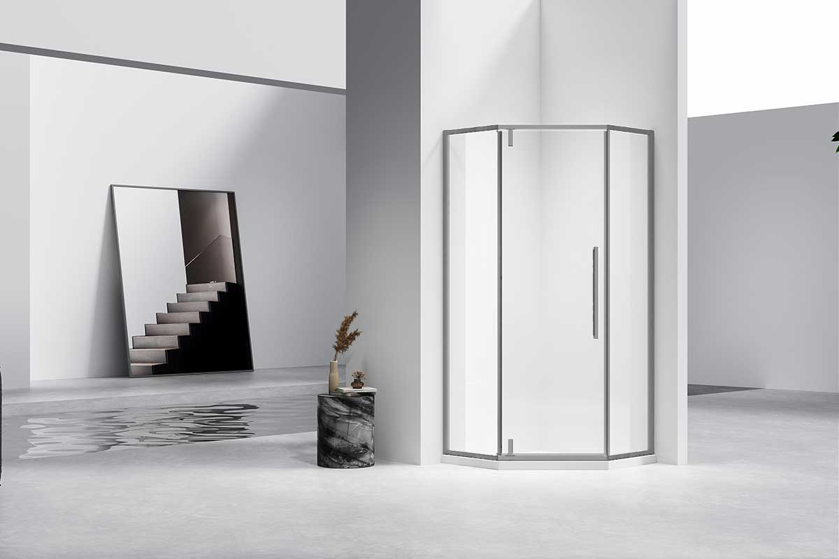 Душевой уголок Slim-N VSP-4SN100CLGM, 1000*1000, вороненая сталь, стекло прозрачное - Gidratop.ru изображение