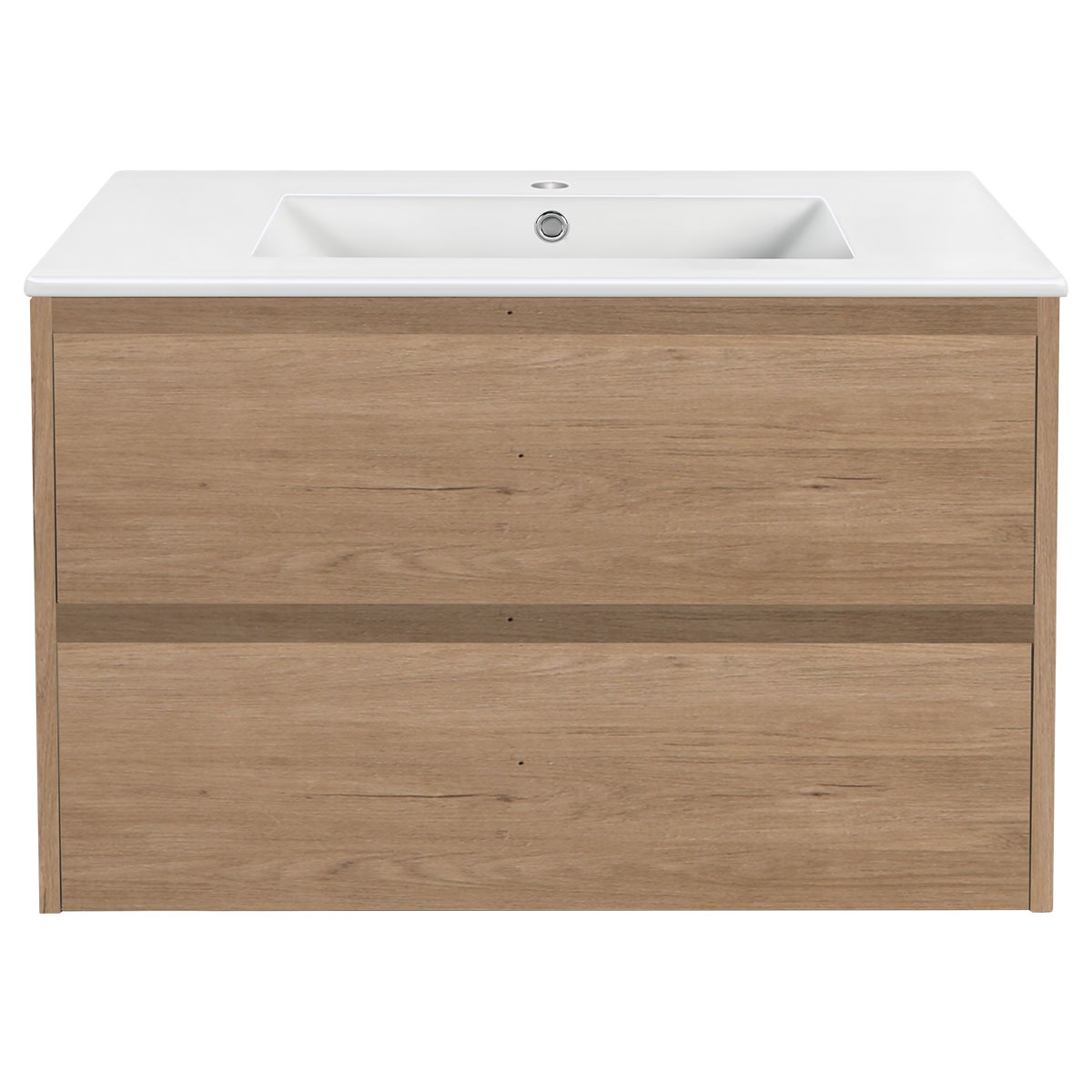 База под раковину Gio 800 подвесная, 2 выкатных ящика soft-close, N.Oak - Gidratop.ru изображение
