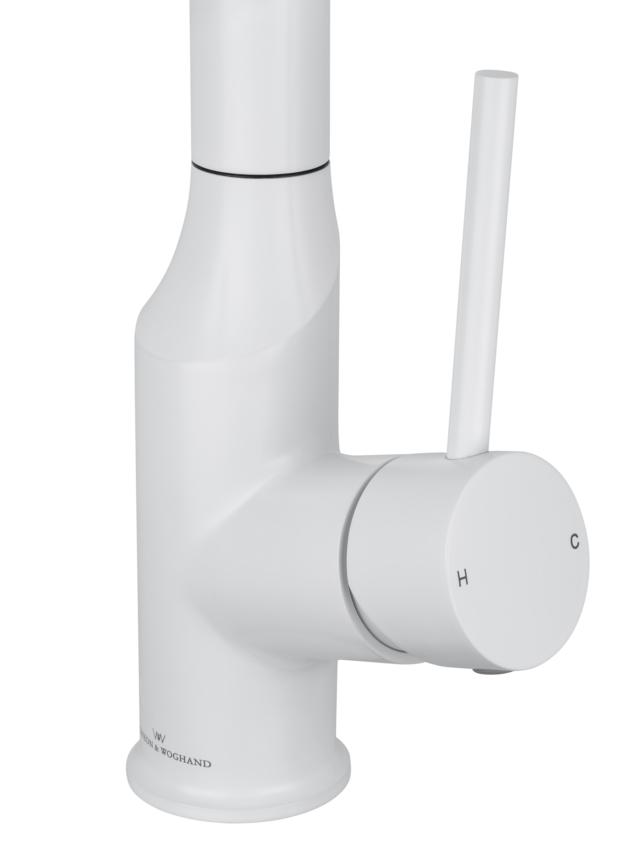 Смеситель для кухни с выдвижным изливом WONZON & WOGHAND, Белый матовый (WW-A21252-MW) - Gidratop.ru изображение