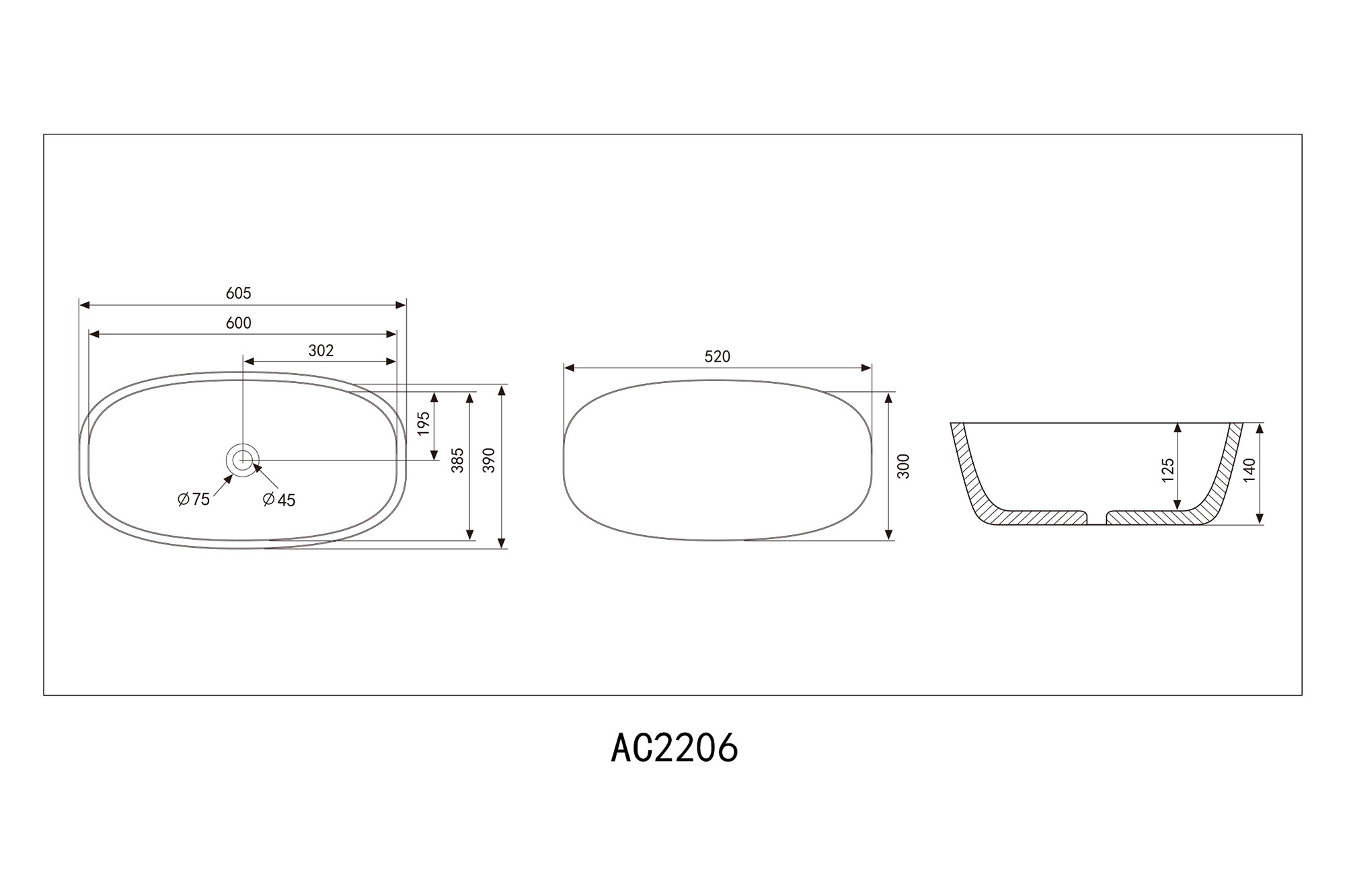 Раковина накладная ABBER Rechteck AC2206 белая - Gidratop.ru изображение