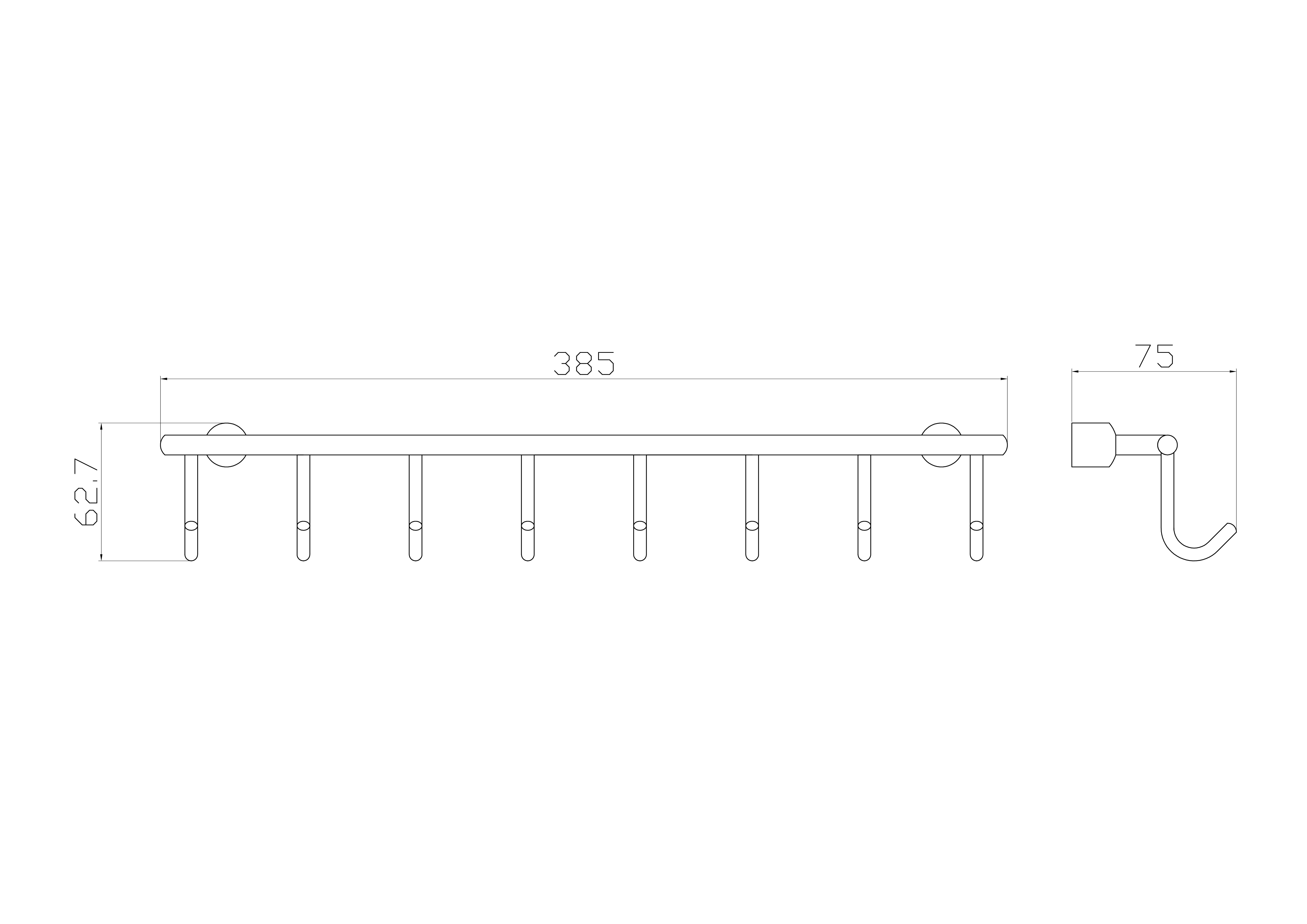 Вешалка с 8 крючками для ванной WONZON & WOGHAND, Хром (WW-9382-8) - Gidratop.ru изображение