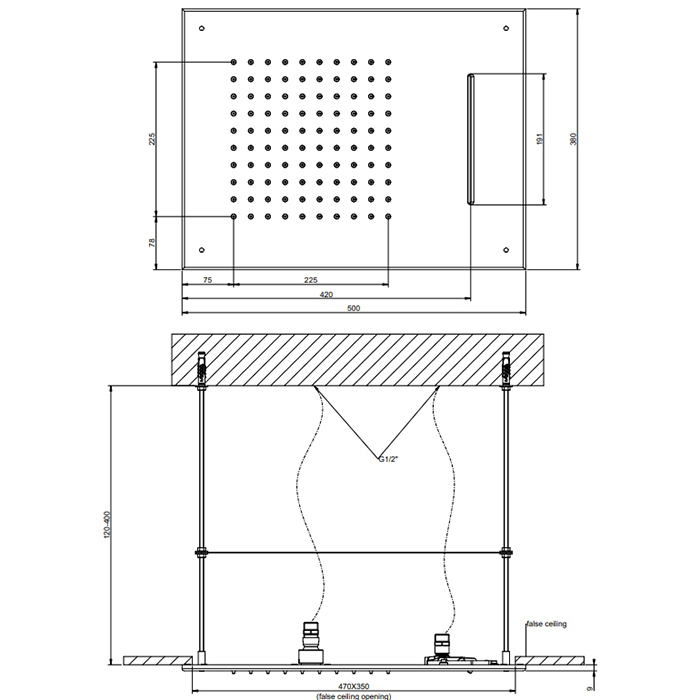 Gessi Emporio shower верхний душ для потолочного крепления с функцией ТРОПИЧЕСКИЙ ЛИВЕНЬ/ВОДОПАД, цвет: Mirror Steel - Gidratop.ru изображение
