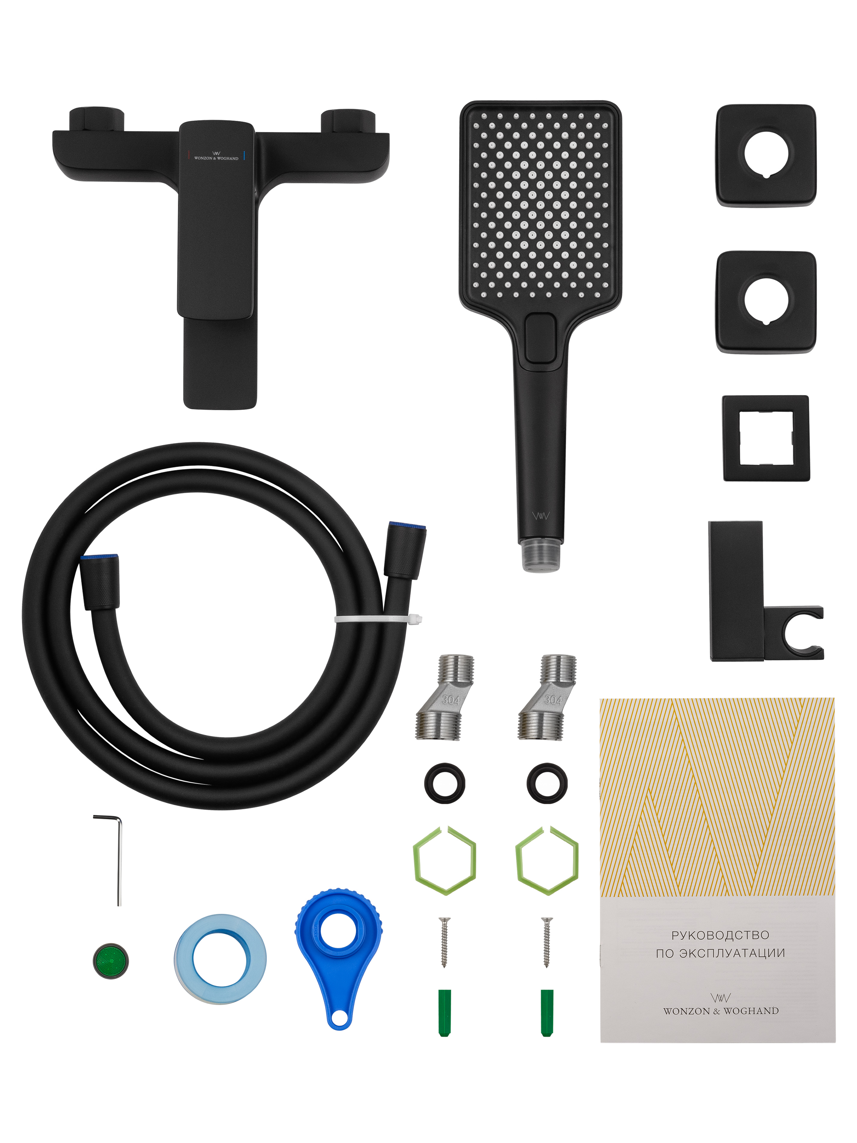 Смеситель для ванны с душем WONZON & WOGHAND EDGE, Черный матовый (WW-88639003A-MB) - Gidratop.ru изображение