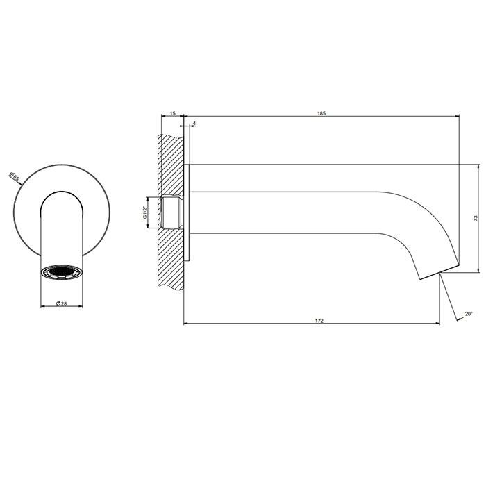GESSI 316 излив для ванны 172 мм., цвет черный матовый - Gidratop.ru изображение
