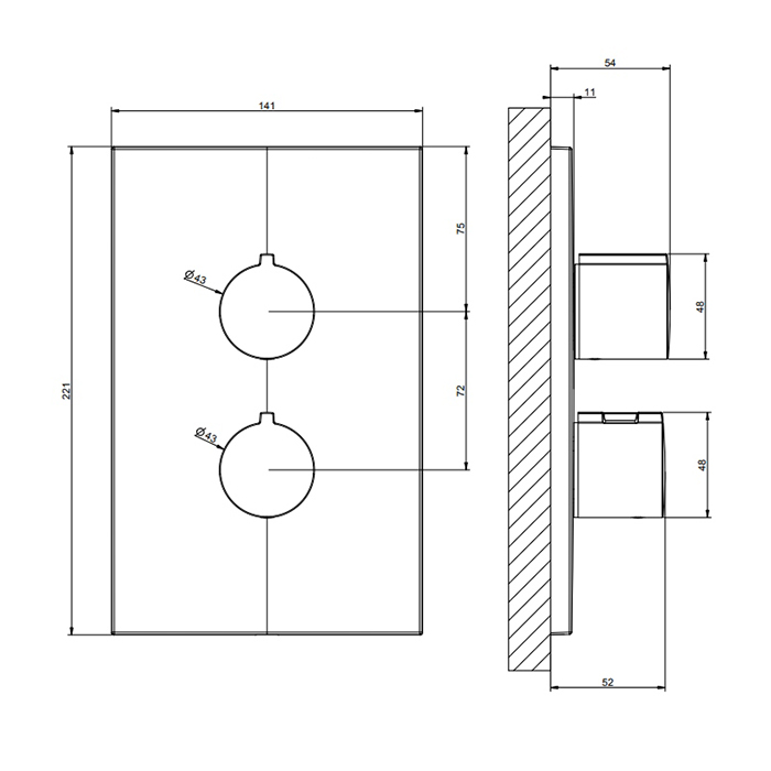 Gessi Emporio Via manzoni внешние части для термостатического смесителя на 2 позиции, цвет: Chrome - Gidratop.ru изображение