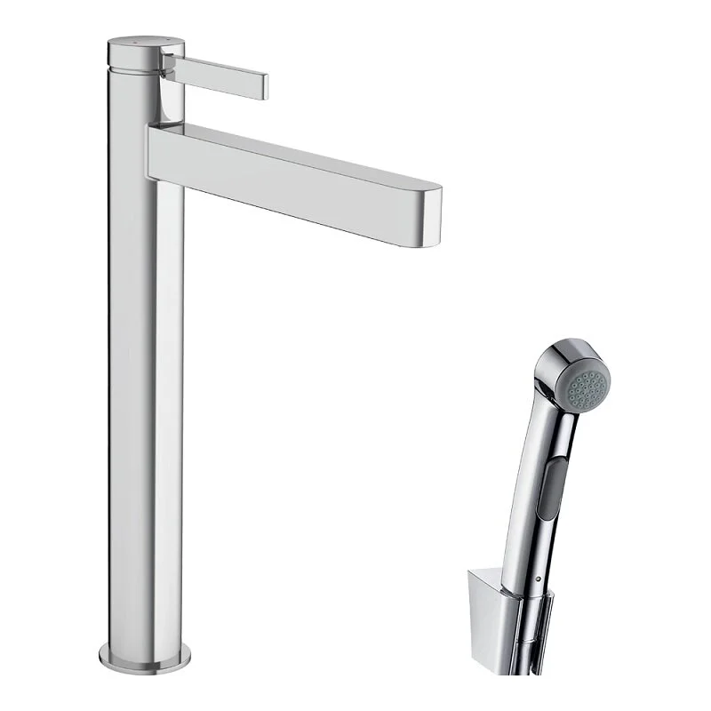 Смеситель для раковины Hansgrohe Finoris 76220000, с гигиеническим душем и донным клапаном Push-Open, хром - Gidratop.ru изображение