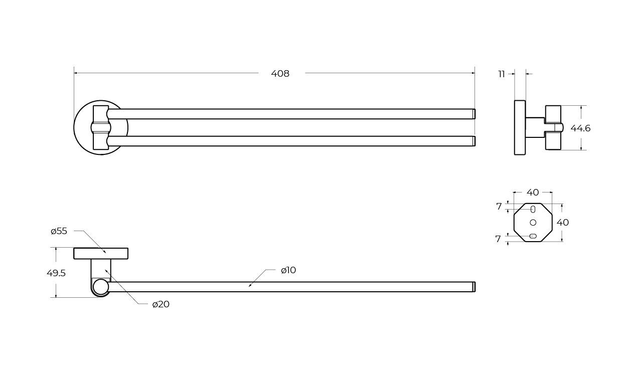 RELAX-THD-S-01 Полотенцедержатель двойной поворотный, исполнение хром - Gidratop.ru изображение