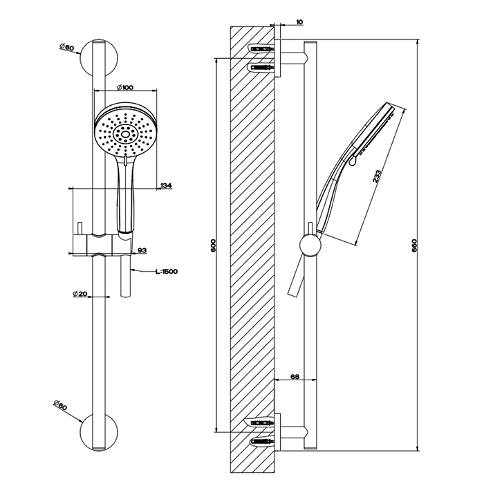 Gessi Emporio shower штанга в комплекте с душевой лейкой на 3 позиции, шланг 1,50 м, цвет: Chrome - Gidratop.ru изображение