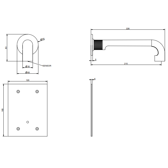 GESSI INCISO смеситель для раковины встраиваемый, электронный, излив 215 мм., внешняя часть, цвет Gold PVD - Gidratop.ru изображение