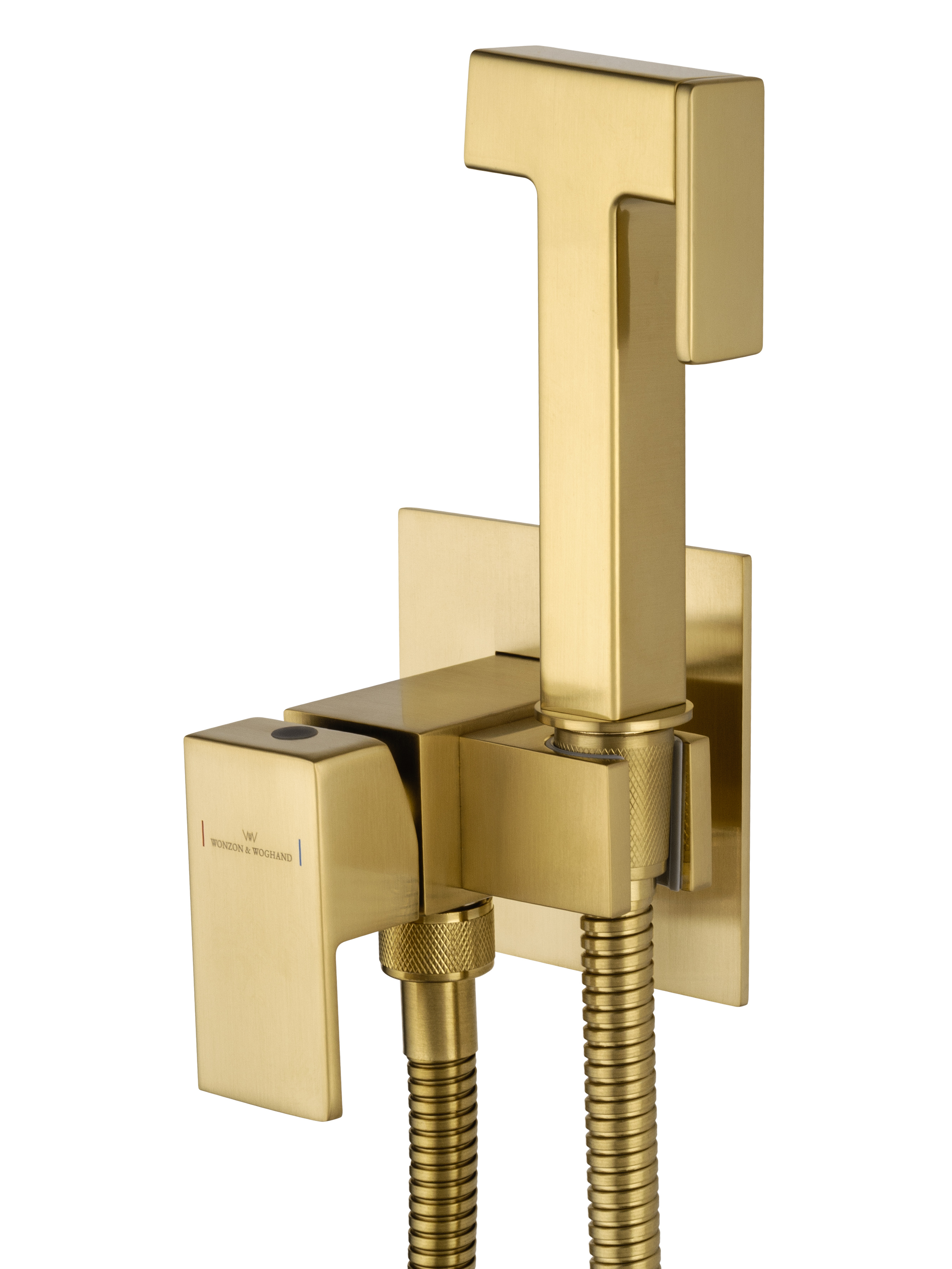 Смеситель с гигиеническим душем встраиваемый WONZON & WOGHAND, Брашированное золото (WW-88829903-BG) - Gidratop.ru изображение