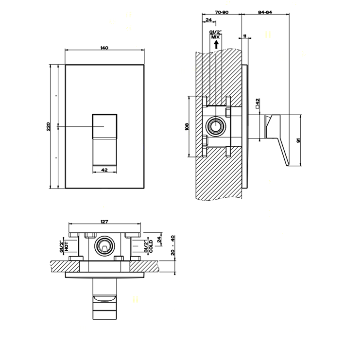Gessi внутренняя часть встраиваемого однорычажного смесителя - Gidratop.ru изображение