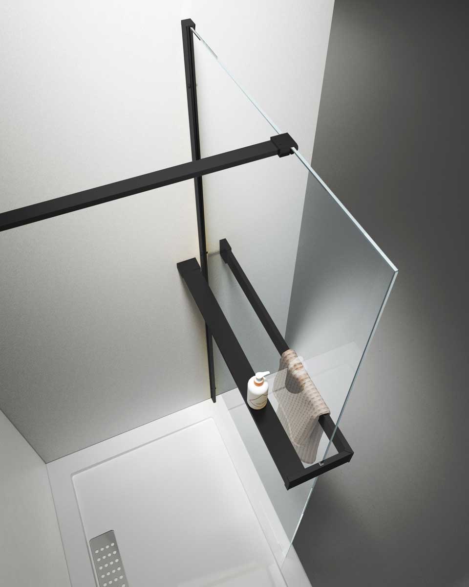 Душевая перегородка Walk-In HR VSW-4HR900CLB, 900*2000, черный, стекло прозрачное - Gidratop.ru изображение