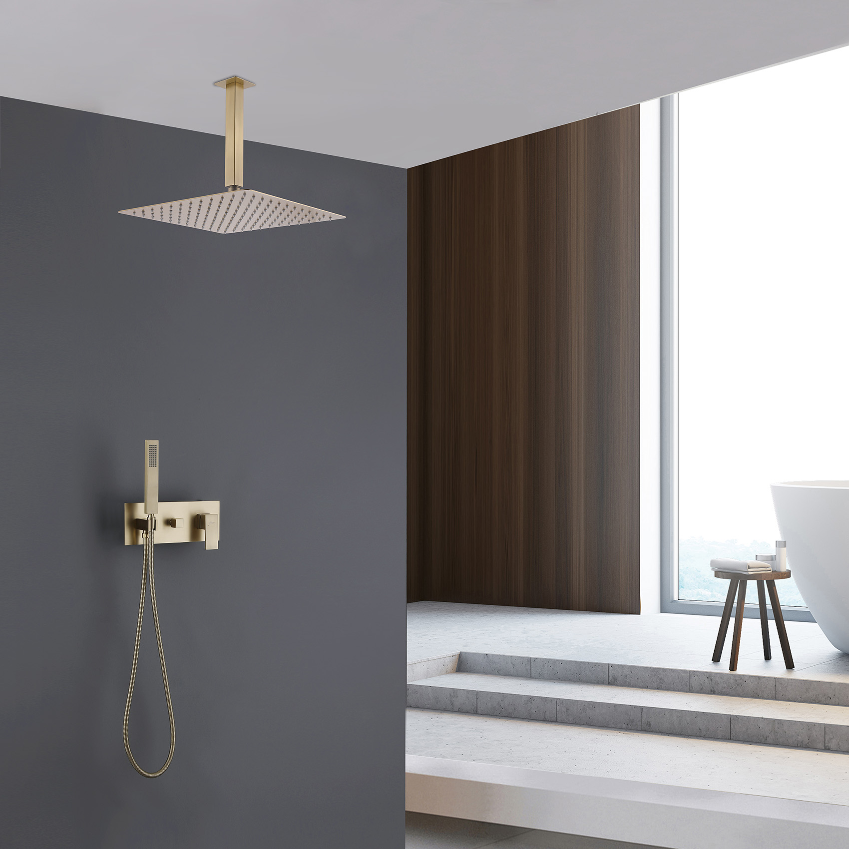 Душевая система ABBER Daheim AF8221G скрытого монтажа без излива, золото матовое - Gidratop.ru изображение