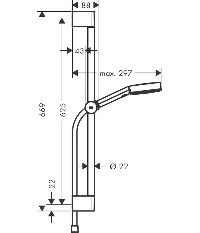 Душевой гарнитур Hansgrohe Pulsify 24161670 Select S, EcoSmart, лейка Relaxation 3 режима, черный матовый, диск графит - Gidratop.ru изображение