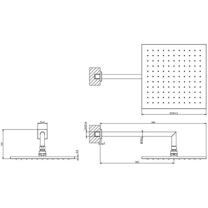 Gessi Emporio shower верхний душ для настенного крепления, поворотная, с защитой от известкового налёта, цвет: Finox Brushed Nickel - Gidratop.ru изображение