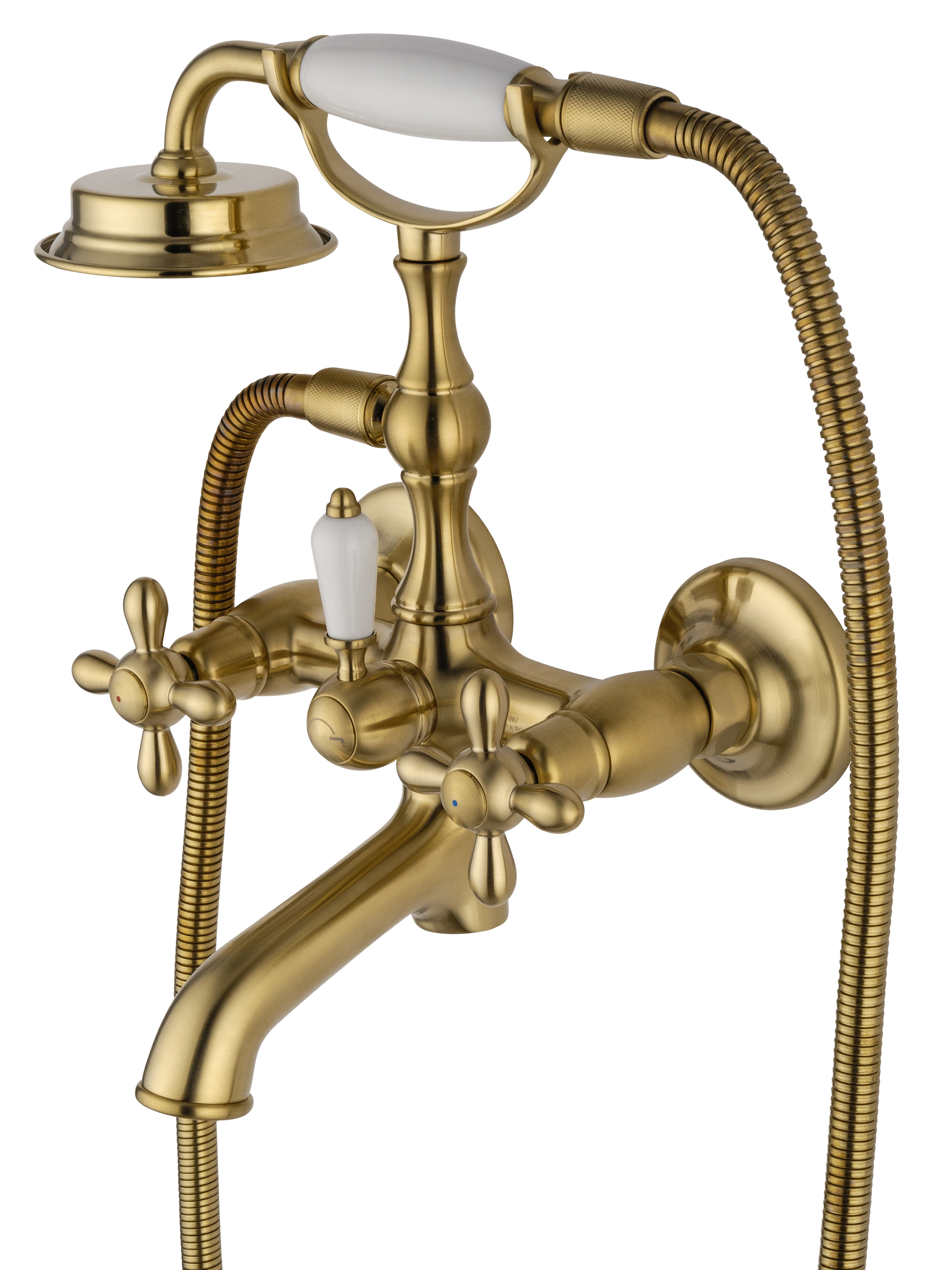 Смеситель для ванны с душем WONZON & WOGHAND RETRO, Брашированное золото (WW-88639020- BG) - Gidratop.ru изображение