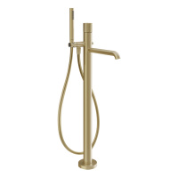 GESSI HABITO RIGATO смеситель для ванны напольный, однорычажный, цвет Brass Brushed PVD - Gidratop.ru изображение
