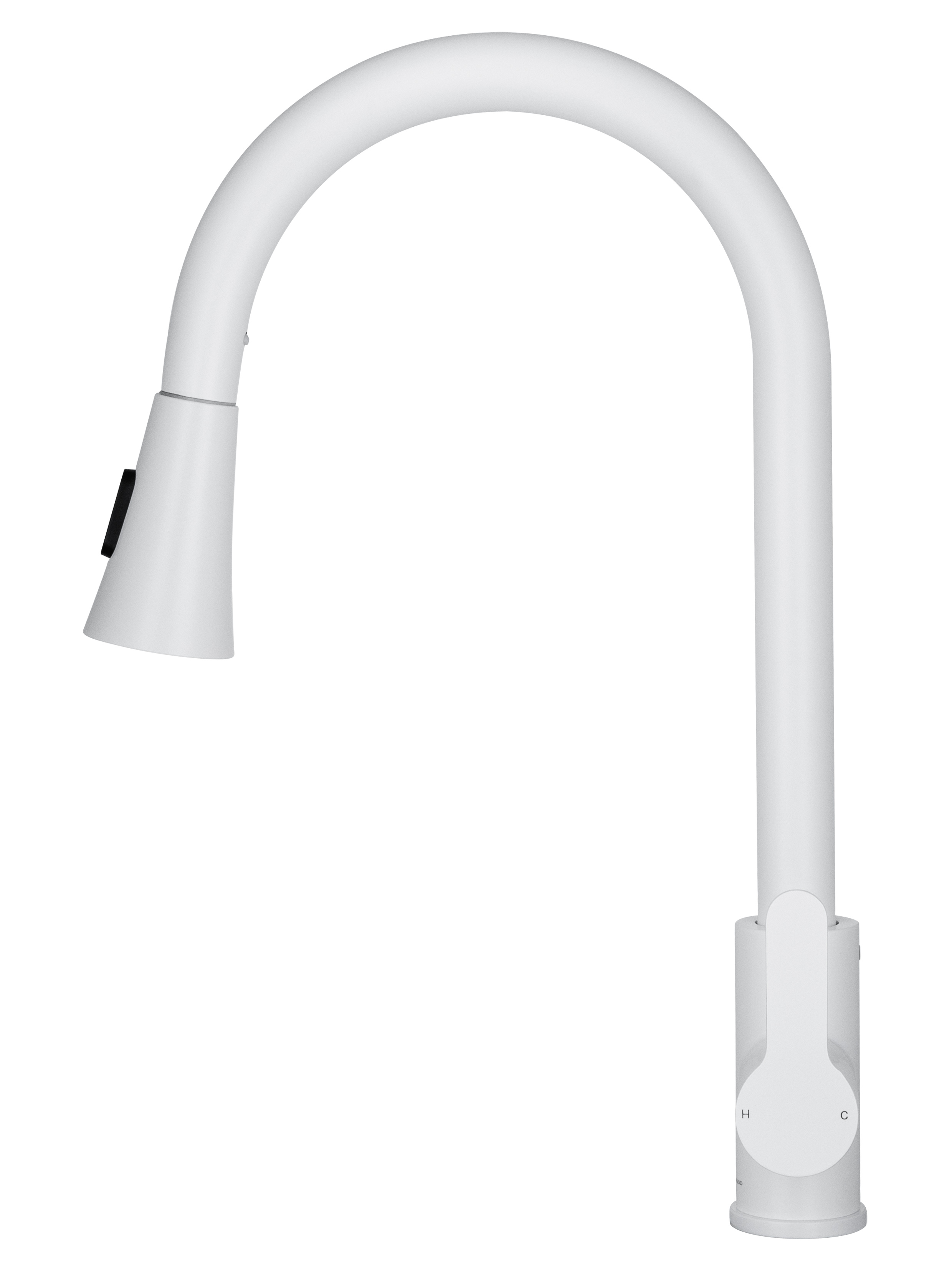 Смеситель для кухни с выдвижным изливом WONZON & WOGHAND, Белый матовый (WW-121E201L-MW) - Gidratop.ru изображение