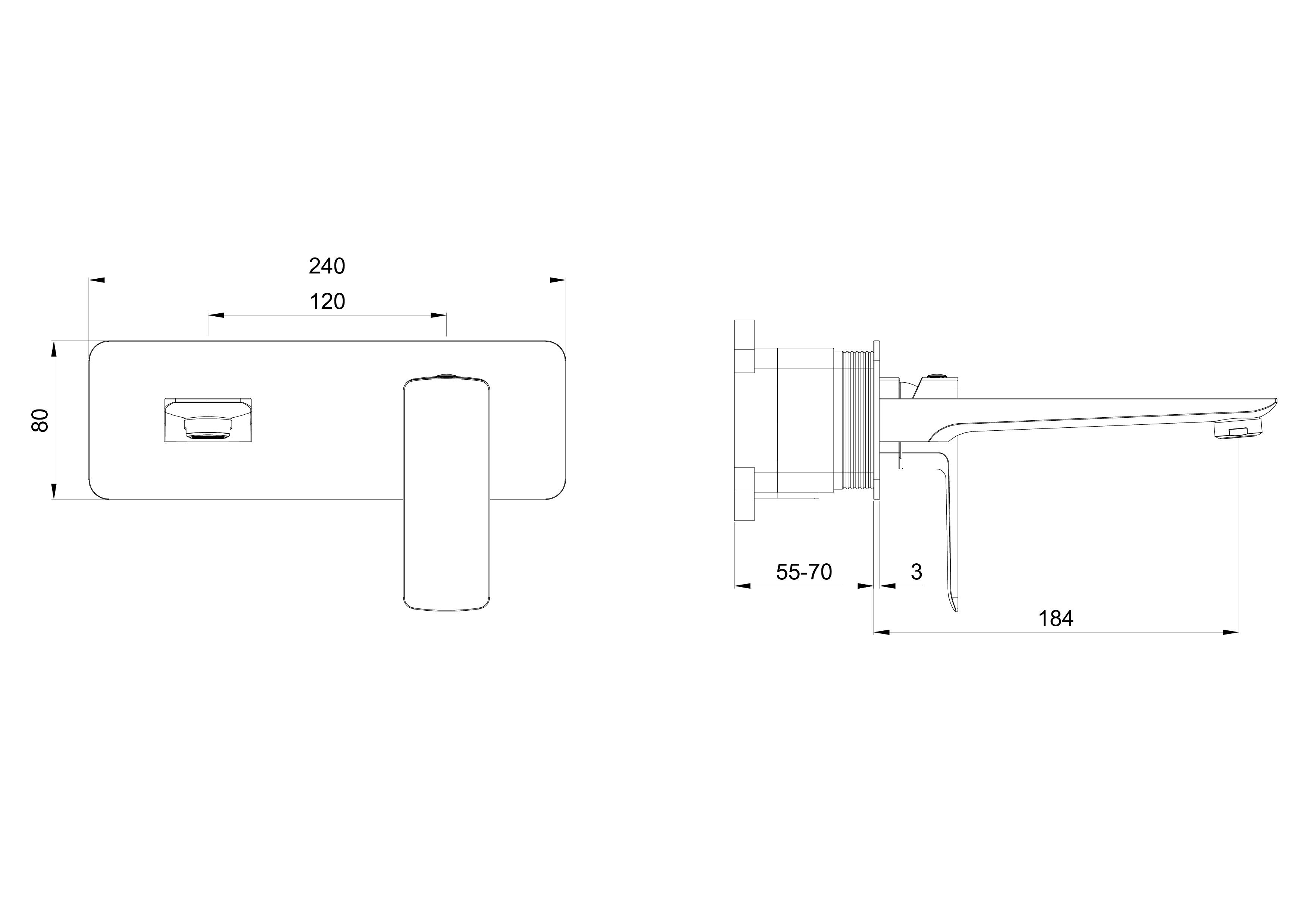 Смеситель для раковины встраиваемый WONZON & WOGHAND EDGE, Черный матовый (WW-88869003-MB) - Gidratop.ru изображение
