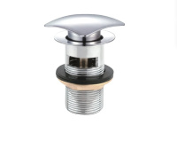 CZR-SCQ2-01 Донный клапан с системой "Клик-клак" с переливом с квадратной крышкой, хром - Gidratop.ru изображение