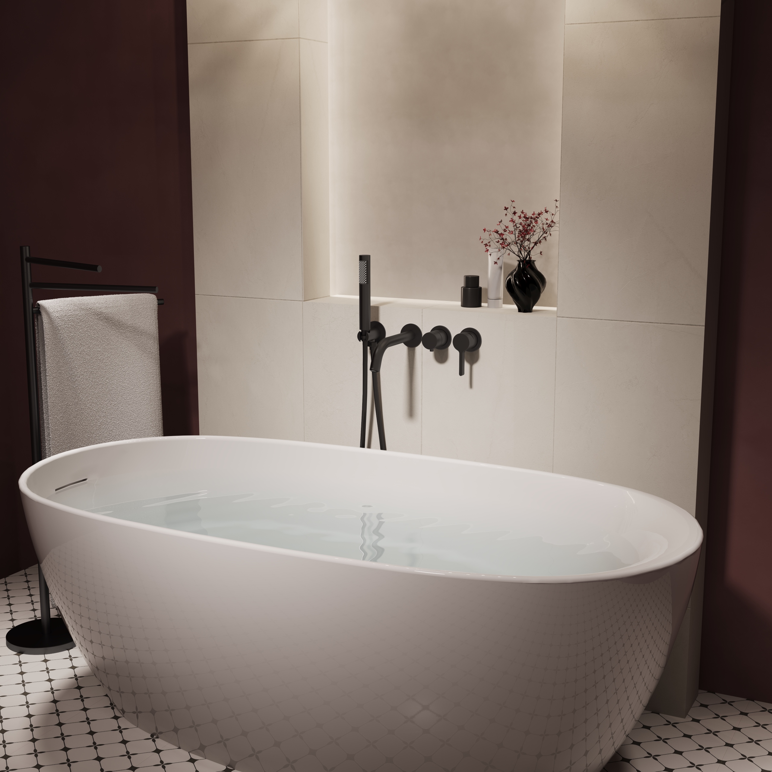 Смеситель для ванны Villa VTFW-1VL1MB, встраиваемый, черный - Gidratop.ru изображение